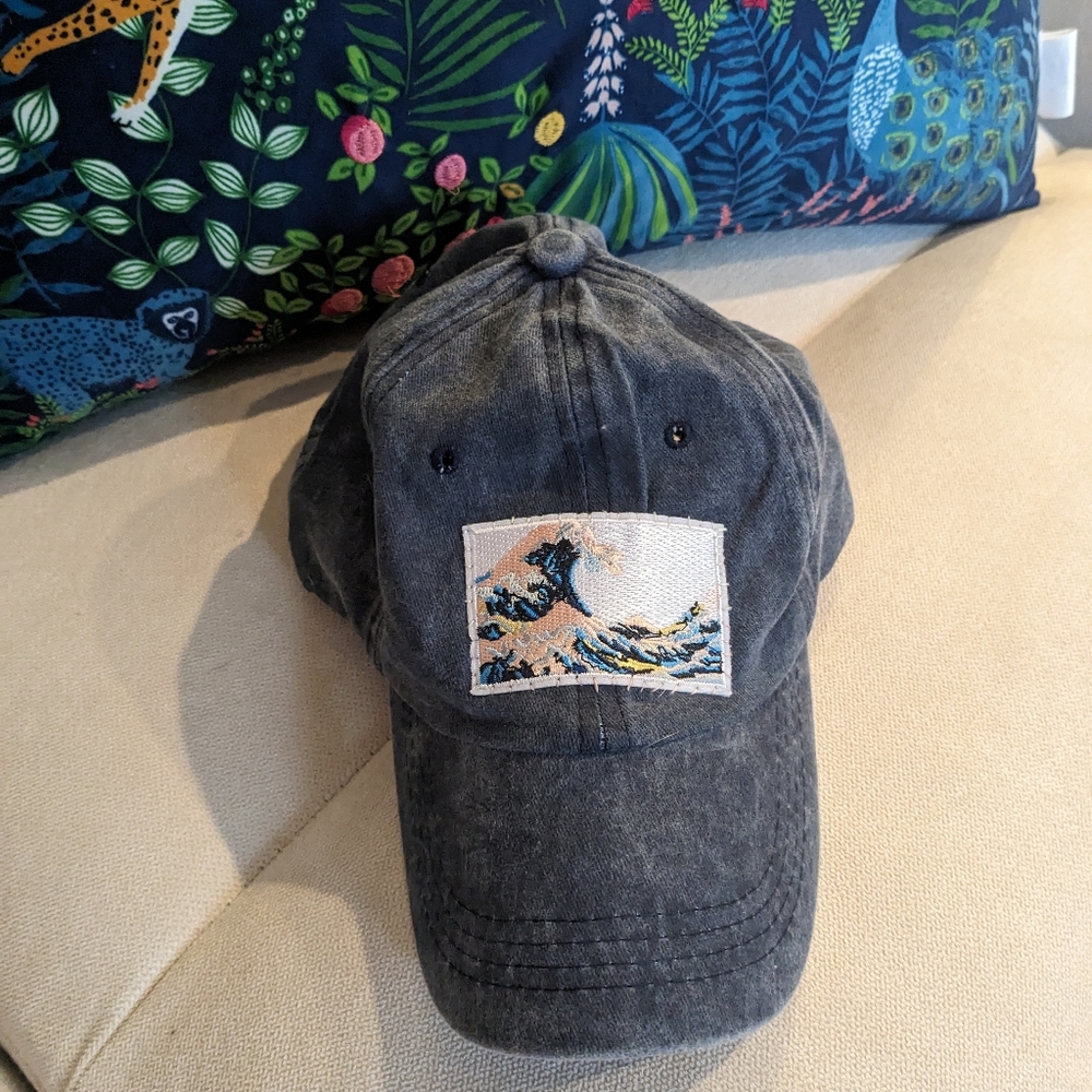 Handmade Hat, "The Wave" vintage washed look, navy, unisex